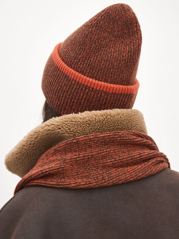 Бредли комплект (шапка+шарф) трикотажный (терракот/коричневый)