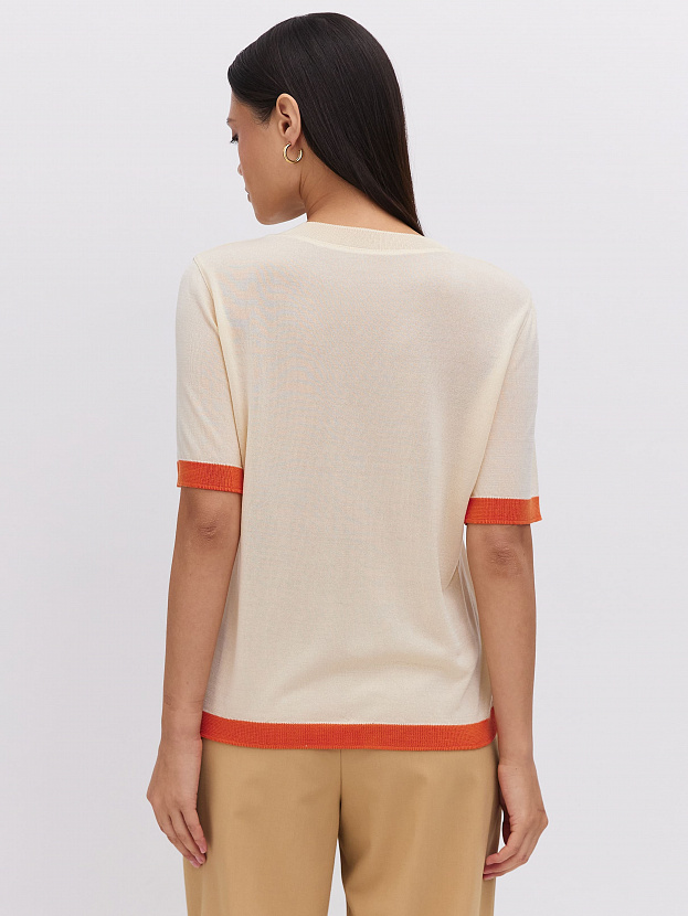 Адель1 джемпер (футболка) трикотажный (кремовый/оранжевый, 44-46)