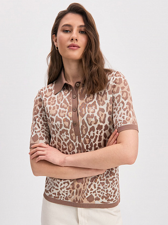 Футболка-поло с леопардовым принтом Агора