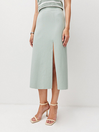 Юбка с разрезом из хлопка и вискозы Лоск