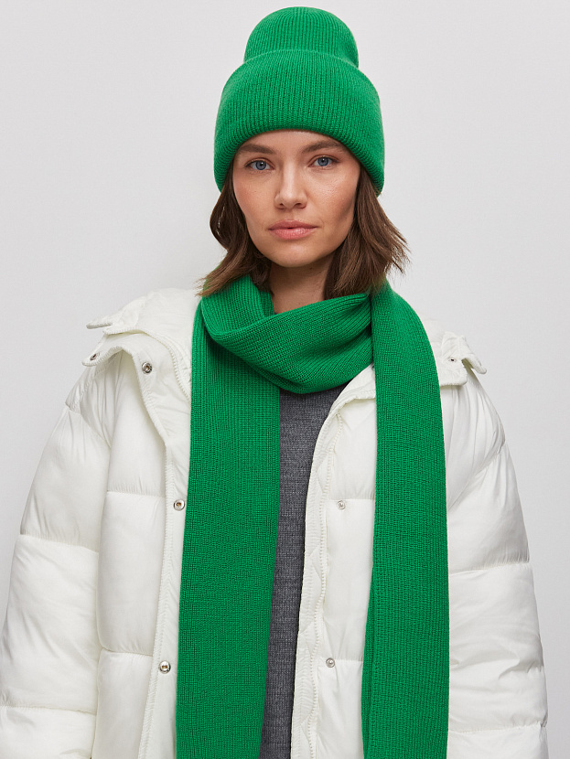 Ботаника комплект (шапка+шарф) трикотажный (ярко-зеленый, 56-58)