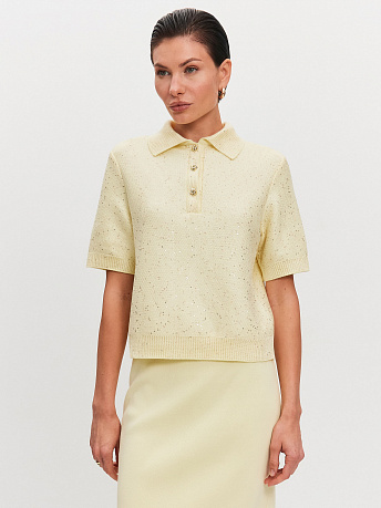 Поло с пайетками из хлопка и вискозы Айн