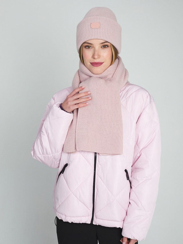 Спейс комплект (шапка+шарф) трикотажный (св.розовый, 56-58)