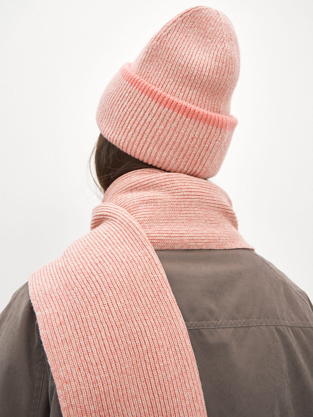 Бредли комплект (шапка+шарф) трикотажный (коралл/песочный)