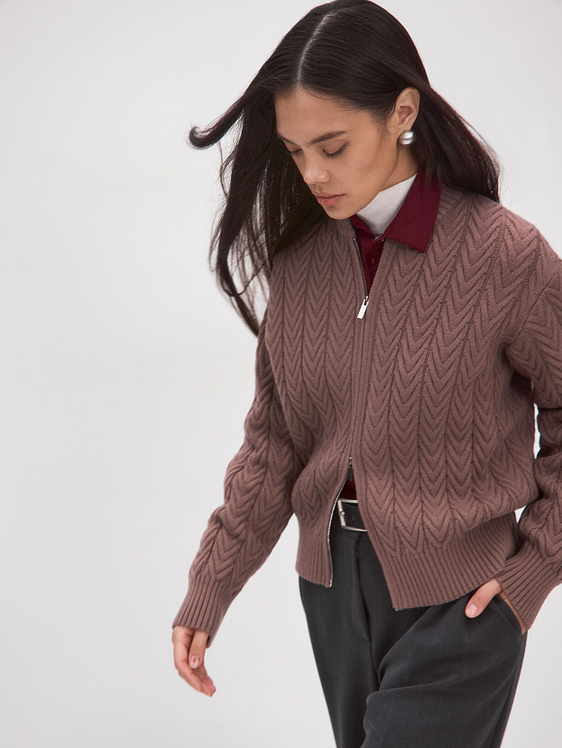 Веллес джемпер (бомбер) трикотажный (коричневый, 44-46)