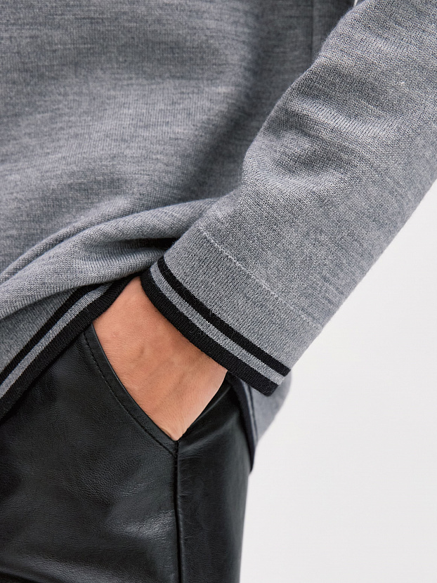 Скандинавия джемпер(поло) трикотажный (серый меланж, 44-46)