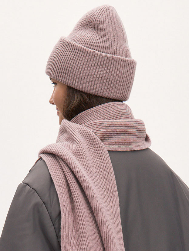 Ботаника комплект (шапка+шарф) трикотажный (розовато-серый, 56-58)