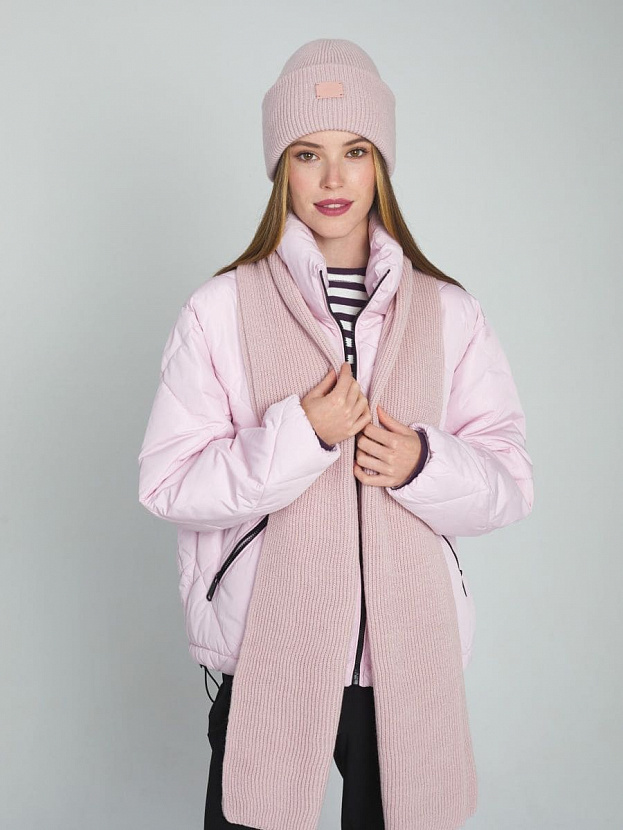 Спейс комплект (шапка+шарф) трикотажный (св.розовый, 56-58)