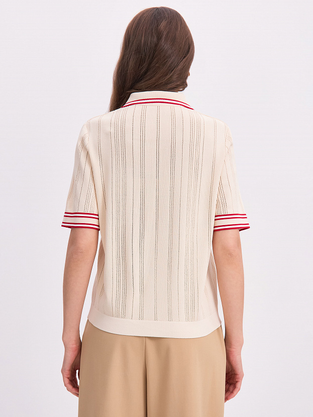 Льюис джемпер (поло) трикотажный (кремовый/красный, 44-46)