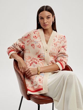 Кардиган из вискозы с жаккардовым рисунком Гарда