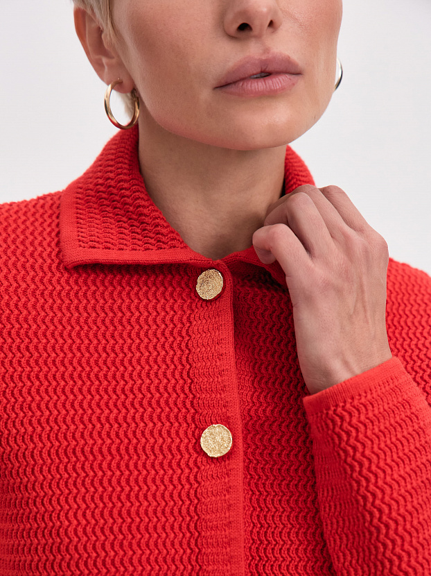 Селена жакет трикотажный (красный/белое золото, 46)