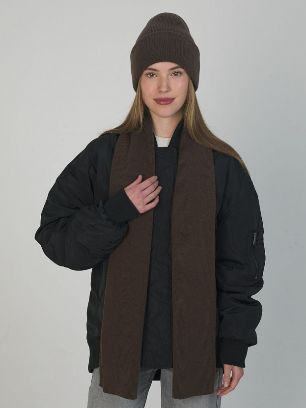 Квартет комплект (шапка+шарф) трикотажный (коричневый, 56-58)