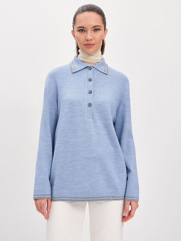 Скандинавия джемпер(поло) трикотажный (серо-голубой, 44-46)