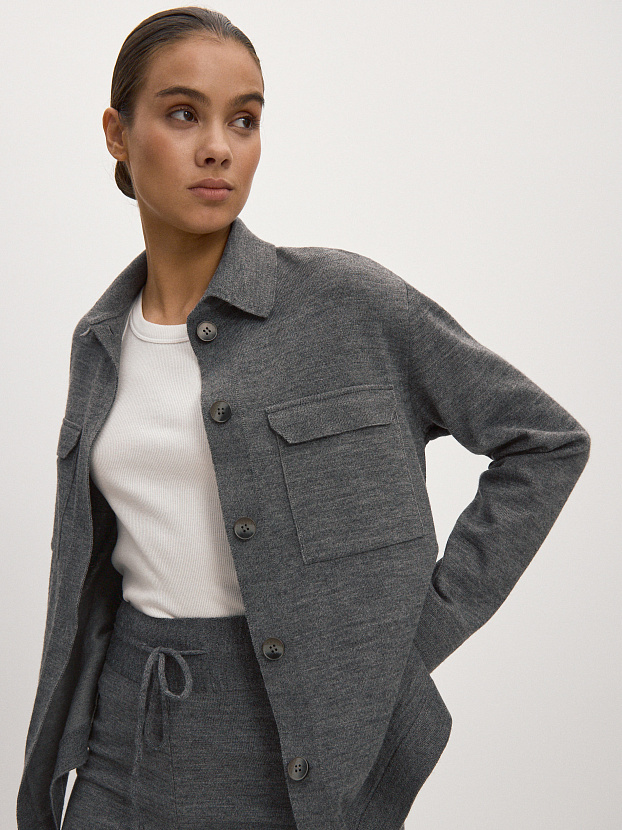 Джемми костюм ( рубашка+брюки ) трикотажный (серый меланж, 44-46/170-175)