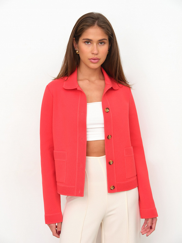 Ницца жакет трикотажный (глубокий коралловый, 46)
