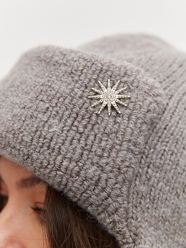 Стокгольм шапка-ушанка трикотажная (св.серый, 56-58)