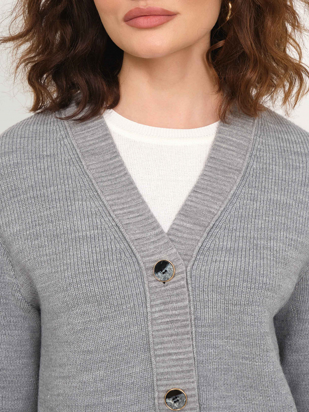 Блюз кардиган трикотажный (серый меланж, 44-46)