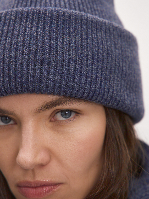 Ботаника комплект (шапка+шарф) трикотажный (серо-синий, 56-58)