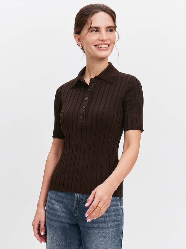 Вега джемпер (поло) трикотажный (т. коричневый, 44-46)