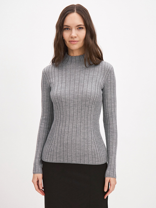 Латте водолазка трикотажная (серый меланж, 44-46)