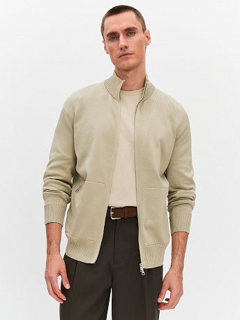 Кардиган мужской из хлопка с карманами на молнии