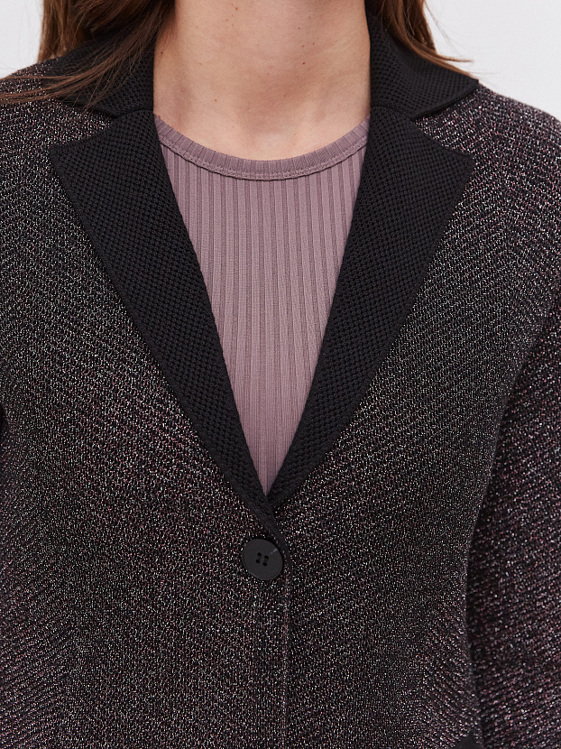 Шайн жакет трикотажный (черный/бордовый/серебро, 46)