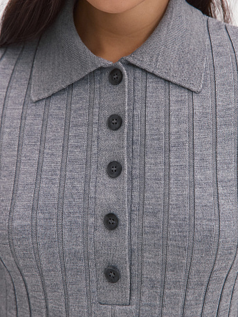 Джемпер поло облегающий из шерсти мериноса и вискозы Пейдж