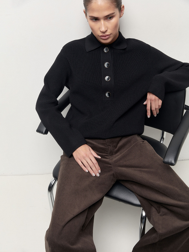 Крафт джемпер трикотажный (черный, 44-46)