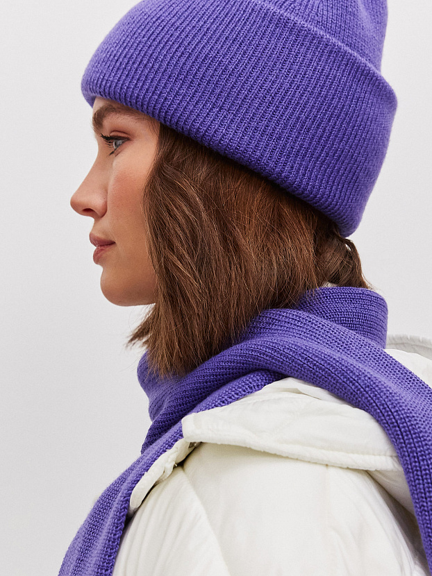 Ботаника комплект (шапка+шарф) трикотажный (фиолетовый, 56-58)