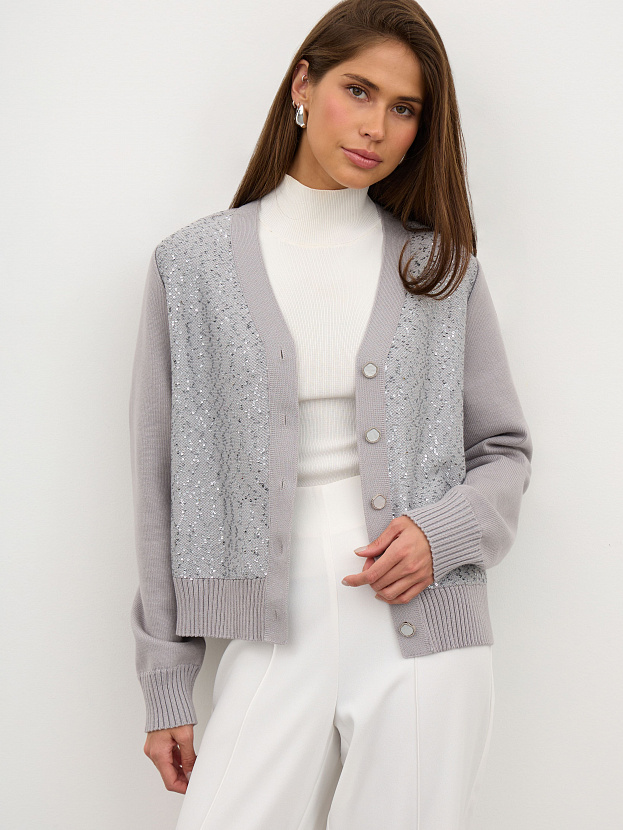 Дюна кардиган трикотажный (серый, 44-46)