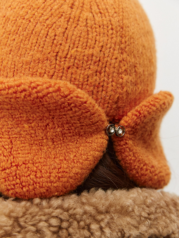 Стокгольм шапка-ушанка трикотажная (оранжевый, 56-58)