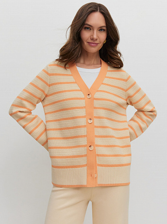 Кардиган из хлопка и вискозы с полосками Ева