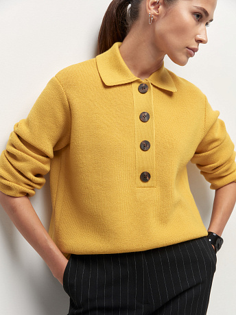 Джемпер поло из шерсти мериноса Крафт