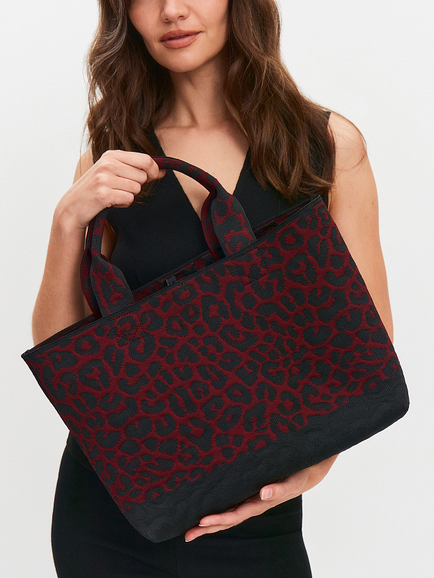 Сумка жаккардовая 2025-Л03 (черный/бордо)