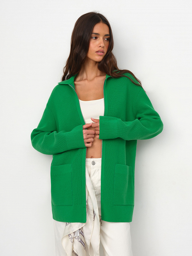 Лира кардиган трикотажный (ярко-зеленый, 44-46)