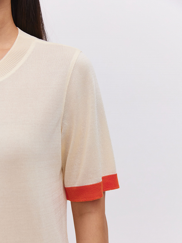 Адель1 джемпер (футболка) трикотажный (кремовый/оранжевый, 44-46)