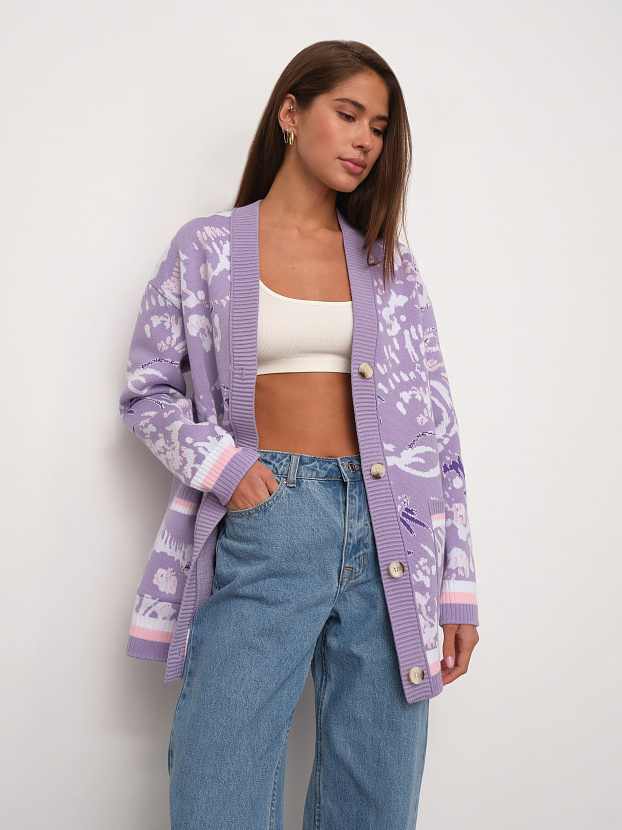 Гарда кардиган трикотажный (лаванда/белый, 44-46)