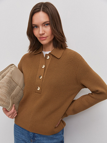 Джемпер поло из шерсти мериноса Крафт