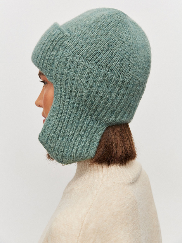 Онтарио шапка-ушанка трикотажная (св.зеленый, 56-58)