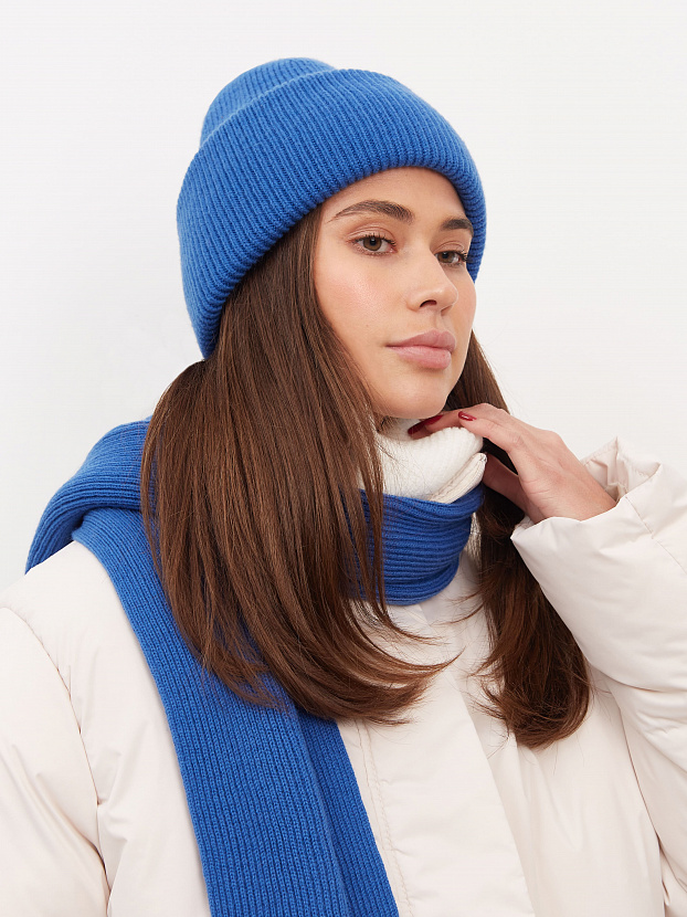 Ботаника комплект (шапка+шарф) трикотажный (ярко-синий, 56-58)