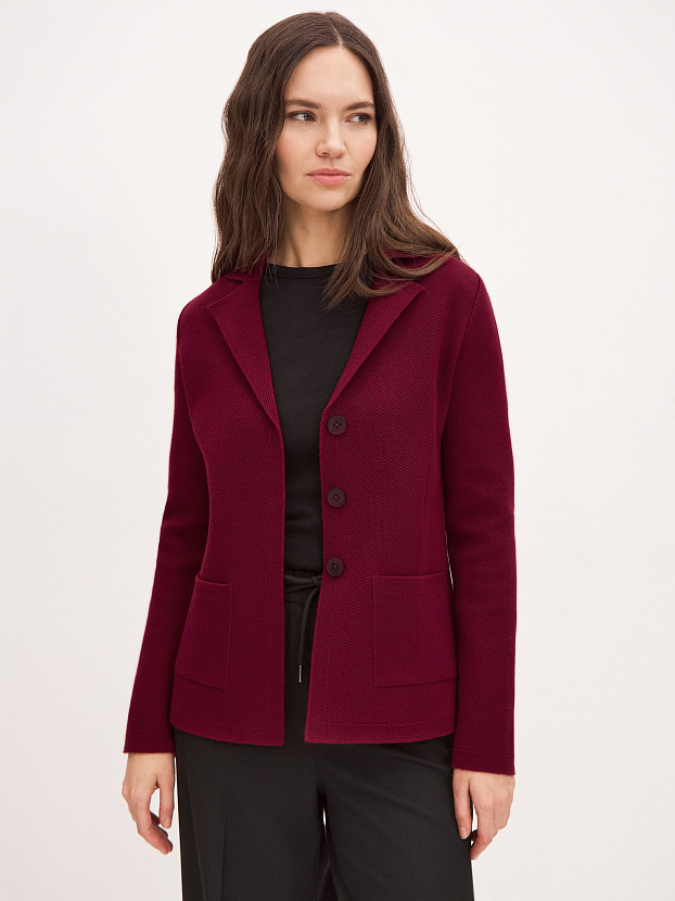 Имбирь жакет трикотажный (вишневый, 46)