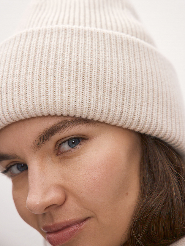 Ботаника комплект (шапка+шарф) трикотажный (светло-песочный, 56-58)