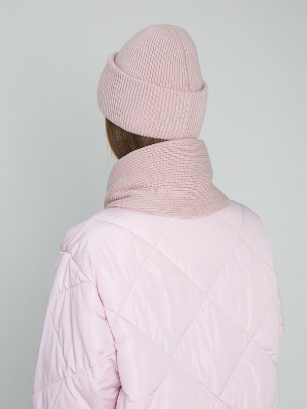 Спейс комплект (шапка+шарф) трикотажный (св.розовый, 56-58)