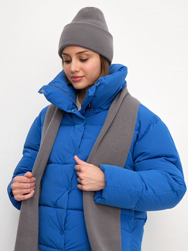 Квартет комплект (шапка+шарф) трикотажный (серо-фиолетовый, 56-58)