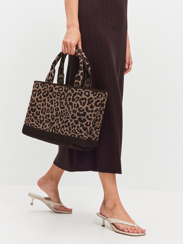 Сумка жаккардовая 2025-Л03 (т.коричневый/какао)