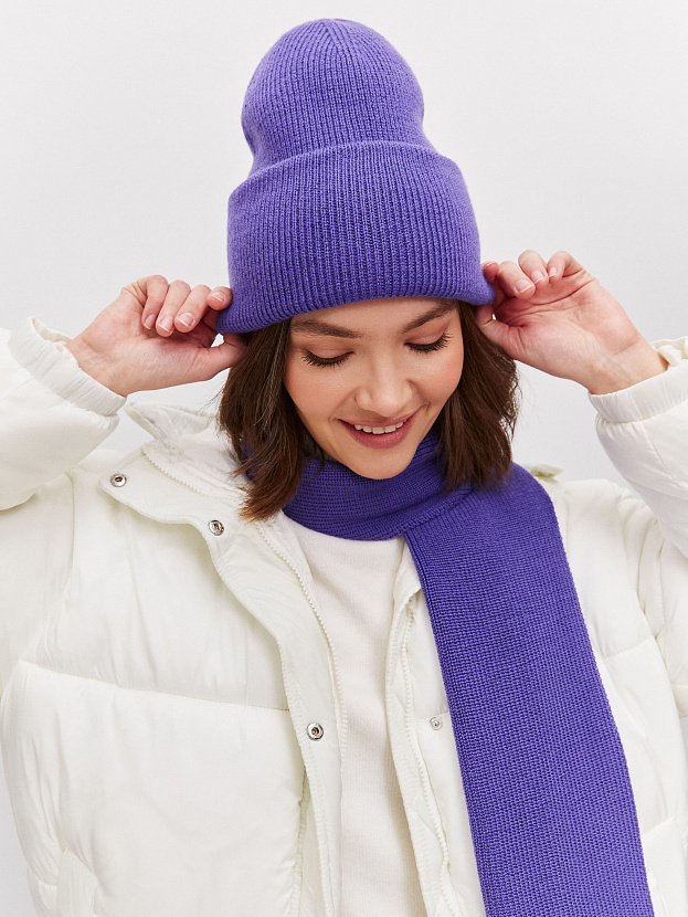 Ботаника комплект (шапка+шарф) трикотажный (фиолетовый, 56-58)