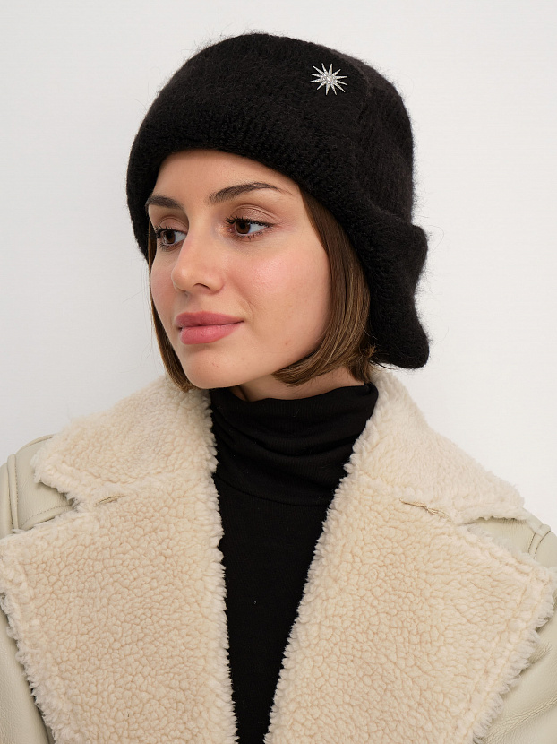 Стокгольм шапка-ушанка трикотажная (черный, 56-58)