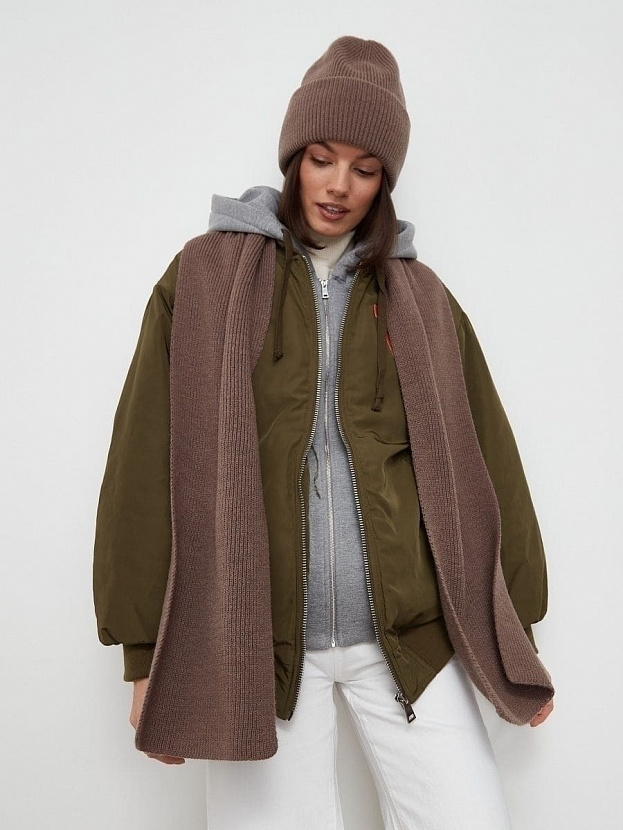 Ботаника комплект (шапка+шарф) трикотажный (кофе, 56-58)