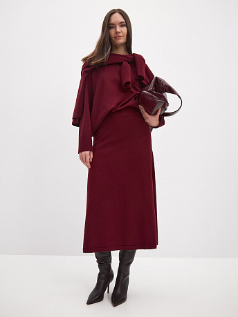 Юбка-миди из шерсти мериноса и вискозы Мисти