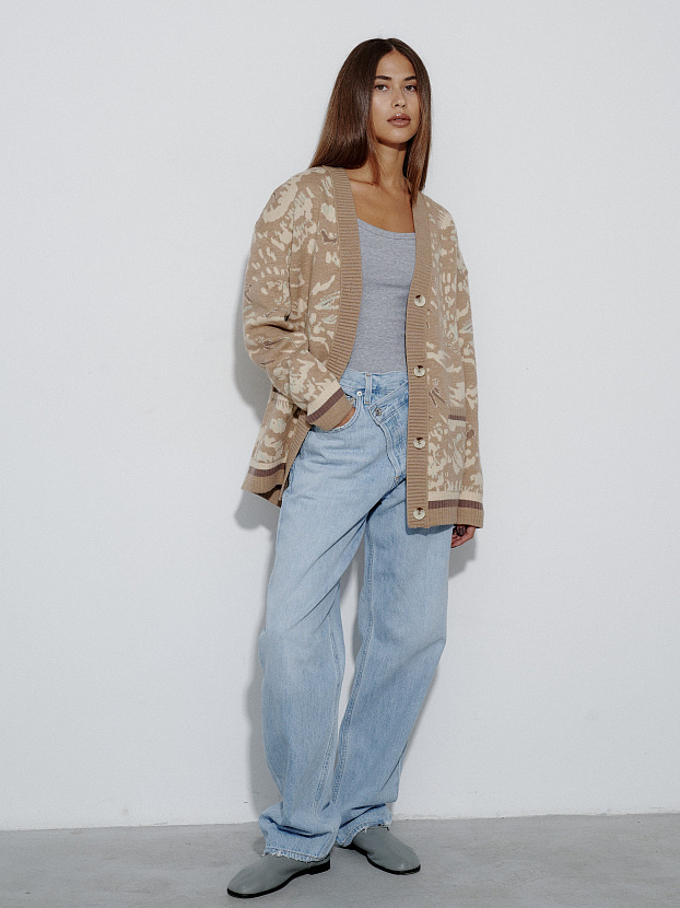 Горизонт кардиган трикотажный (бежевый меланж, 44-46)